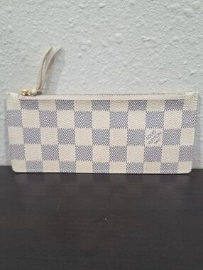 Louis Vuitton Damier Azur Slim Zip Pouch in Cream and Light Blue